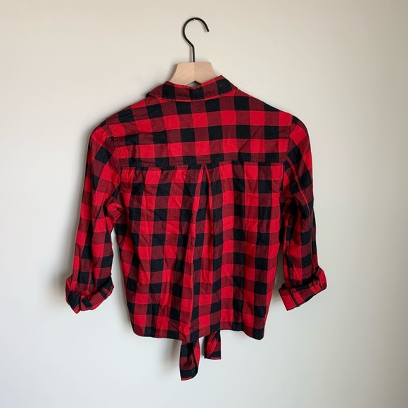 New Madewell Crop Tie Plaid Button Down - Picture 4 of 5